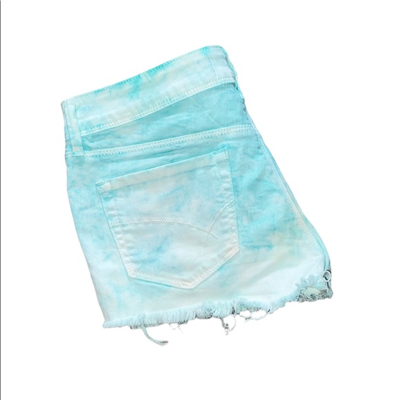 PacSun Bullhead 7” Low Rise Frayed Shorts Tie Dye Mint | Size 5 | - Picture 5 of 14